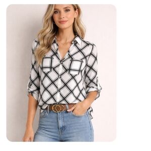 Express Checkered Button-Down Shirt Size SP NWT